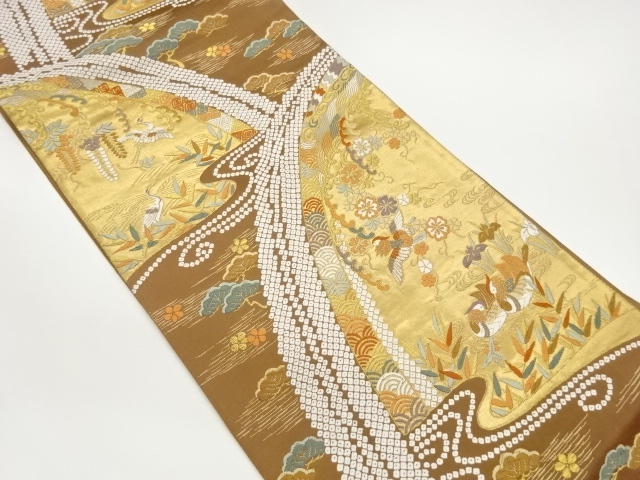 JAPANESE FUKURO OBI / WOVEN SAKURA ARABESQUE